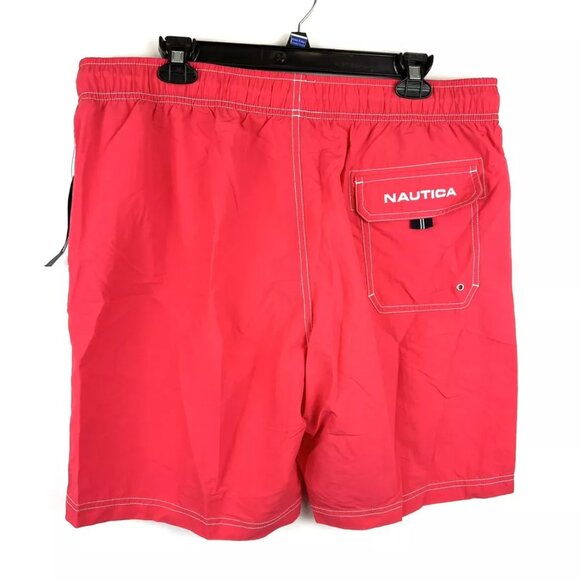 Nautica Men’s Quick Dry Lined Red Swim Trunks Size XL - Picture 2 of 4